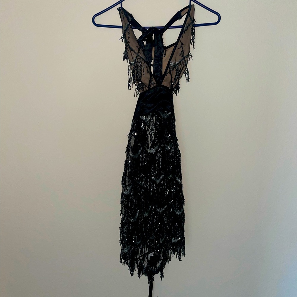 Black sheer dress/ halter style Size L